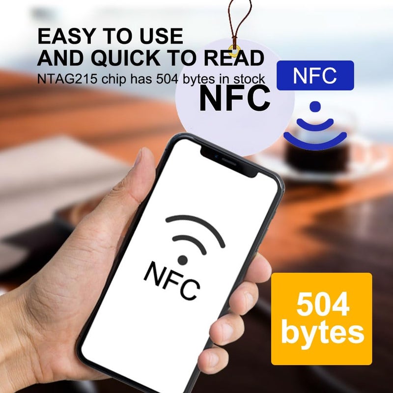 Yanzeo 50 Pcs NTAG215 Chip NFC Round Cards NFC 215 RFID Tag with Box Compatible with TagMo and Amiibo, 504 Bytes Memory Fully Programmable for NFC-Enabled Devices - Image 5